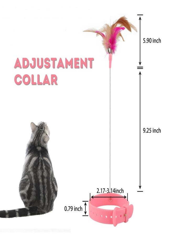 PET FUN لعبة عصا الإثارة التفاعلية للقطط من بيت فن - عصا ريش متعددة الألوان مع طوق رقبة قابل للتعديل وجرس وقضيب مرن لتمرين ولعب القطط في الأماكن المغلقة، (عبوة من قطعة واحدة) - Image 2